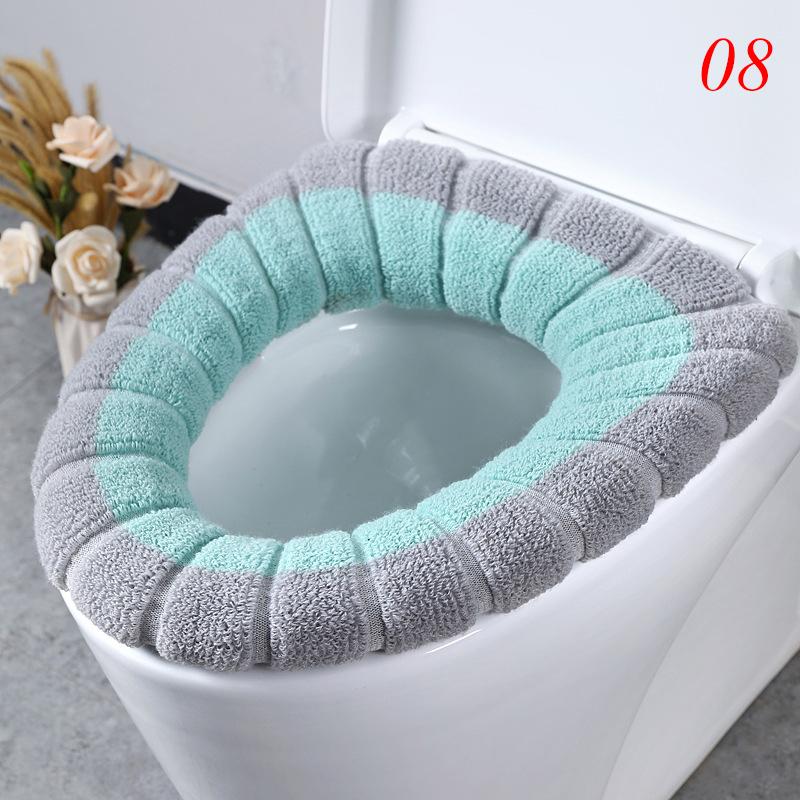 Zimowa ciepła nakładka na deskę sedesową Closestool Mat 1 szt. Zmywalne akcesoria łazienkowe Knitting Pure Color miękka podkładka w kształcie litery O deska sedesowa