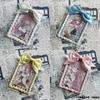1 Pièce 3 Pouces Volant Kpop Porte-Présentation de Photocard Doux Mode Coréenne Nœud Housse de Protection pour Carte Photo Fournitures Étudiant Cadeau
