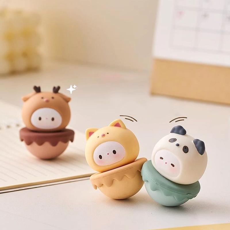 Cartoon Tumbler Ornament Mini Tumbler Toys Ornaments Desktop Festival Decoration For Christmas Easter Carnival Party Favor