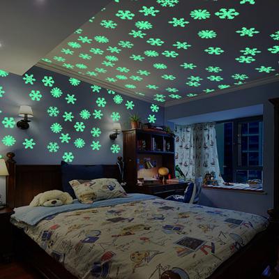 1 Snowflake Removable Shaped Fluorescent Set Wall Eye-catching PP Sticker Sticker for Home