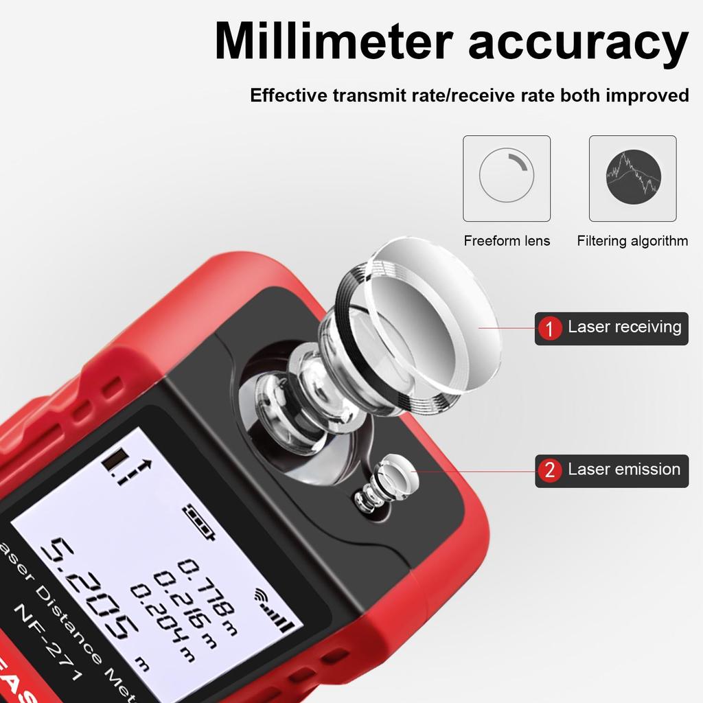 NOYAFA NF-271 Digital Laser Tape Measure 40M Laser Rangefinder Accurate Distance Meter Construction Roulette Trena Lazer Range Finder