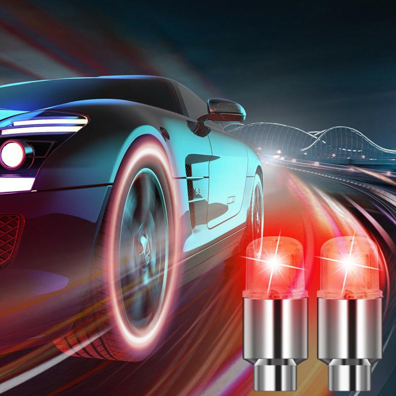 2 Stück Auto Rad Reifen LED Licht Bunte Ausrüstung Ventil Lampe Luftventil Schaftkappen Abdeckung Zubehör