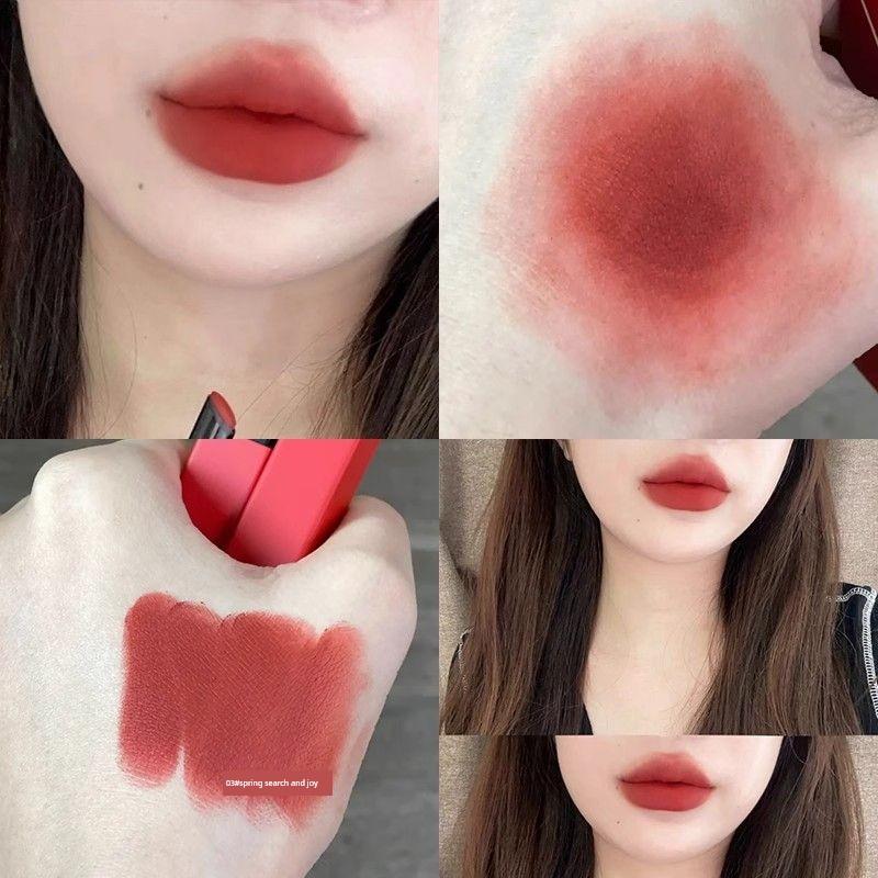 Found the Retro Red-Brown Shade That Suits Everyone! Small Tube Matte Velvet Lip Gloss for Women's Daily Use
