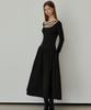 Hypernet String Waist Stitch Long Dress - Black