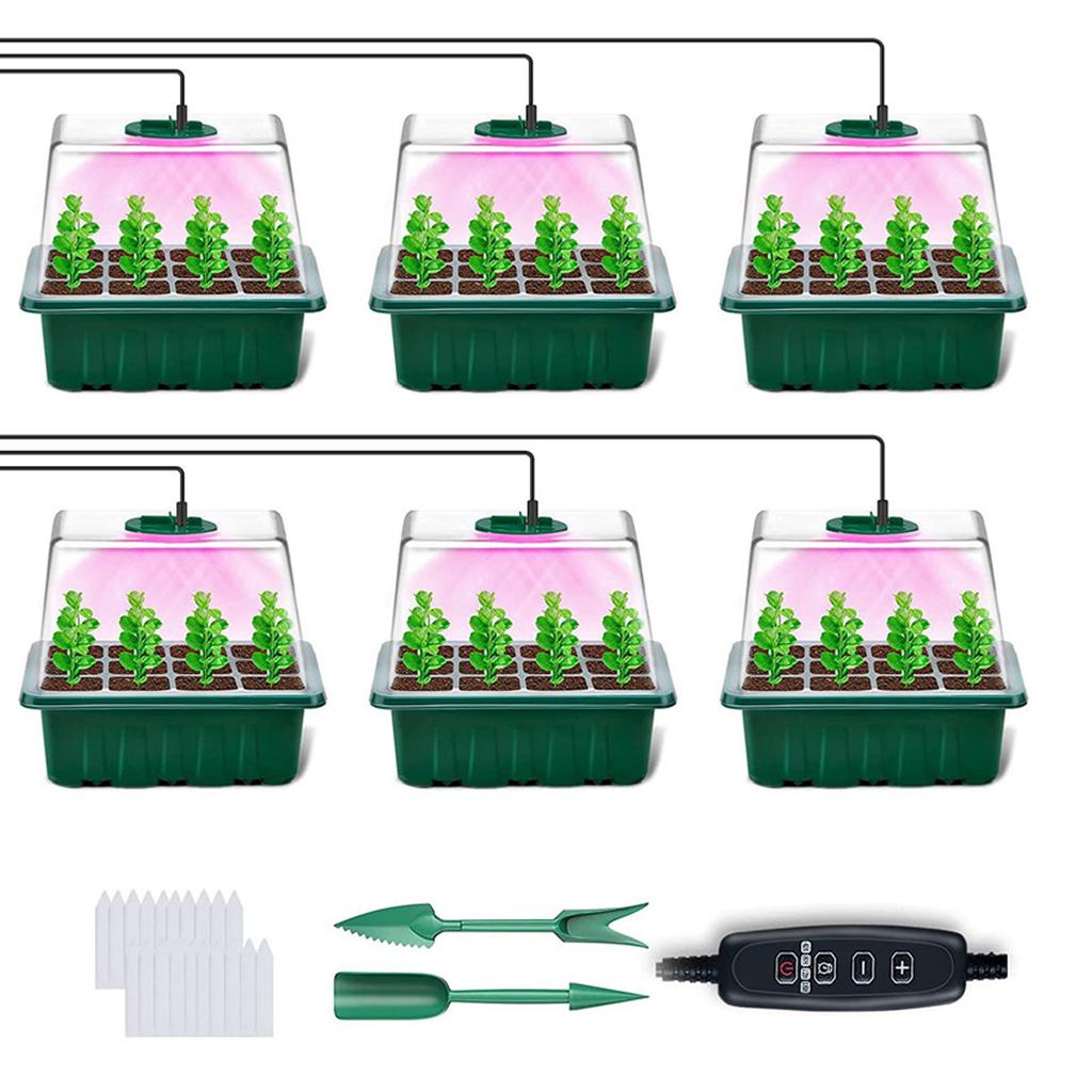 Plant Starter Kit Reusable Plant Germination Kit with Humidity Vented Dome Full Spectrum LED Grow Light for Garden