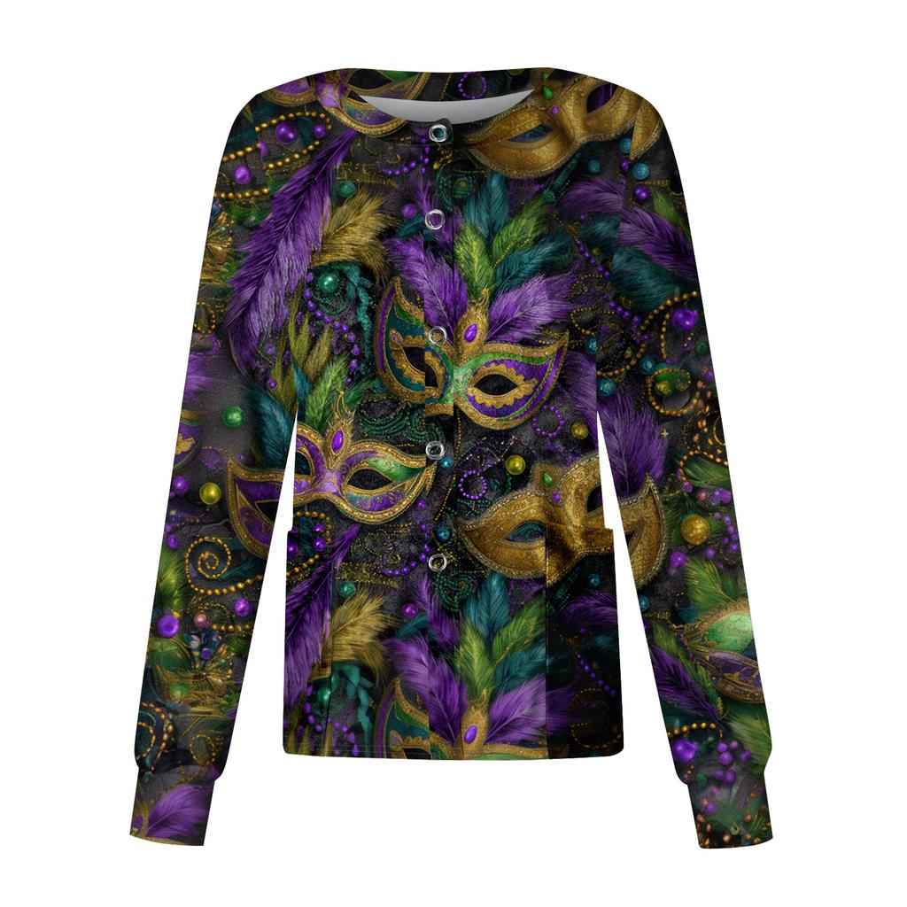 Women's Casual Long Sleeve Single Breasted Printed Dry- Top