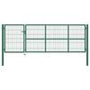 Garden Fence Gate with Posts 350x100 Cm Steel Green