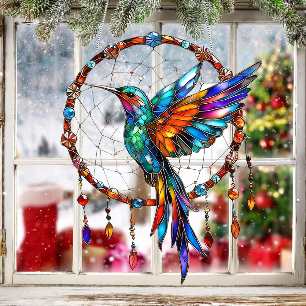 1PCS Acrylic Dream Catcher Hanging Ornament 20x18cm Waterproof Scratch Resistant Butterfly Hummingbird Design Home Room Decor
