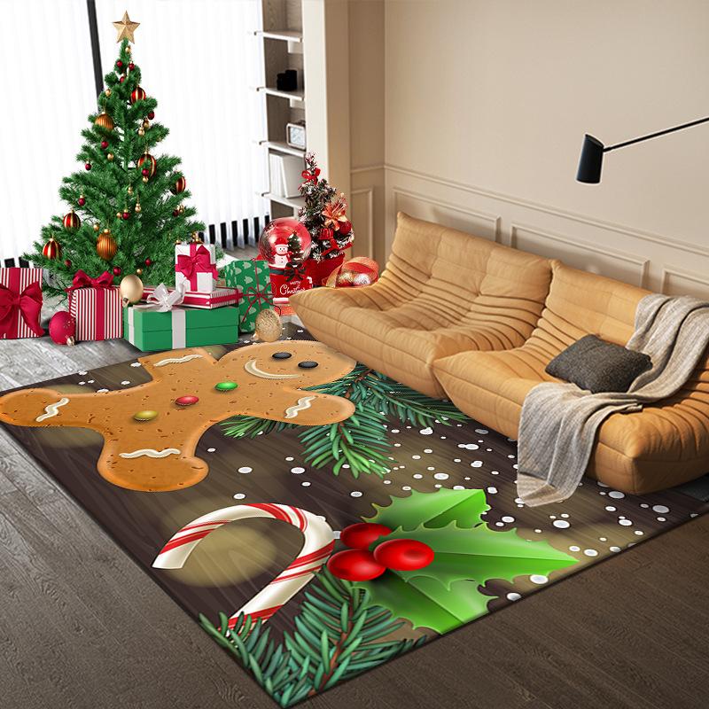 Tappeto di Natale Cartone Animato Babbo Natale Camera da Letto Comodino Soggiorno Area Divano Tappeto Grande Antiscivolo Tappetino per Pavimento Ingresso Zerbino