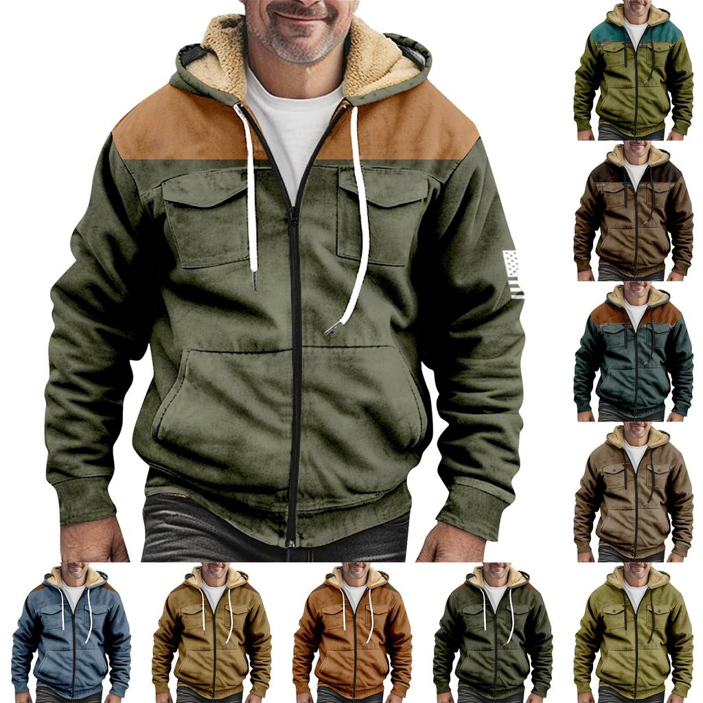 Men's Thickened Button Double Pocket Jacket With Pocket Insert Cotton Jacket
