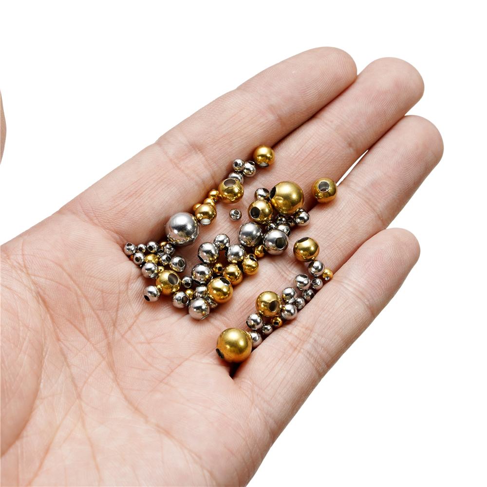 2-8Mm Stainless Steel Round Seed Big Hole Bead Loose Spacer Beads For Diy Jewelry Making Findings Supplies Accessories
