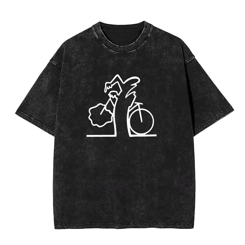 Washed Vintage Osvaldo Cavandoli La Linea Funny Graphic Tshirts Men Women Clothing Anime Oversized Short Sleeve Tops T Shirts