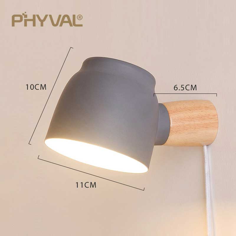 Nordic LED Wall Sconce Minimalist Iron with Switch E27 Wall Lamp For Bedroom Bedside Study Office Indoor Illumination Fixtures