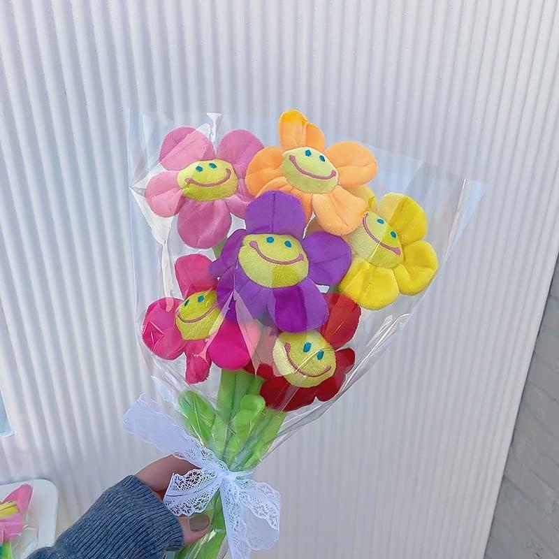 Smile Flower Plush Toy, Korean Bouquet, Versatile, Kindergarten Gift, Graduation Gift, Birthday Present, Women, Girlfriends, Celebrations (6 Colors,