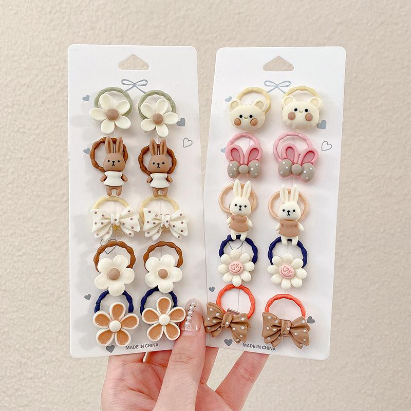 10-30PCS/Set, Cute Cartoon Animals, Hair Bands, Girls, Elastic Rubber Band, Headwear, Hair Accessories