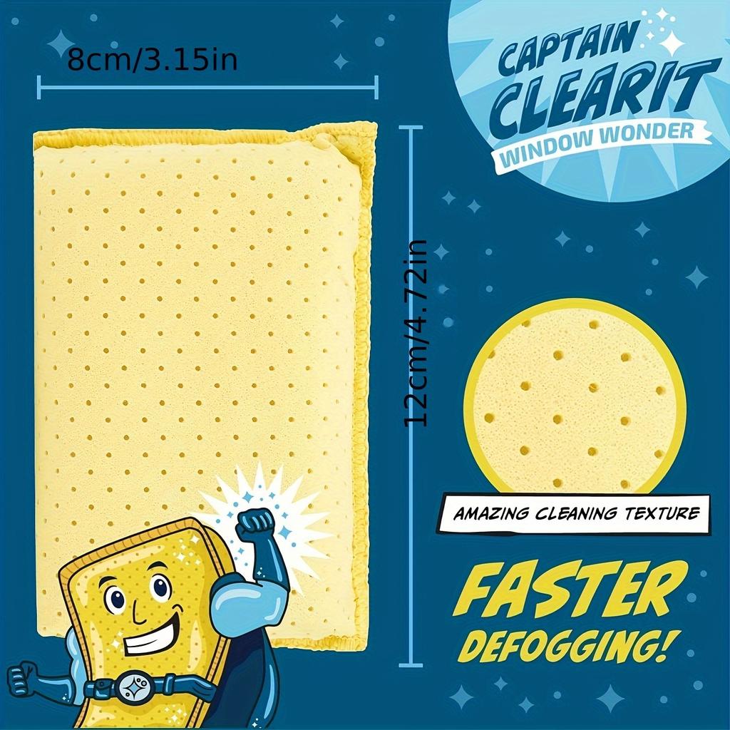 1pc Captain Clear Window Miracle - Large Super Absorbent and Anti-Fog Sponge, Suitable for Cars, Mirrors, Glasses, Etc