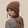 Cold Hat Big Head Wing Thick Wool Hat for Women Spring Versatile Warm Loose Face Small Ear Protection Knit Hat Piles of Hats