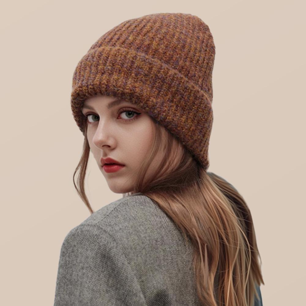 Cold Hat Big Head Wing Thick Wool Hat for Women Spring Versatile Warm Loose Face Small Ear Protection Knit Hat Piles of Hats