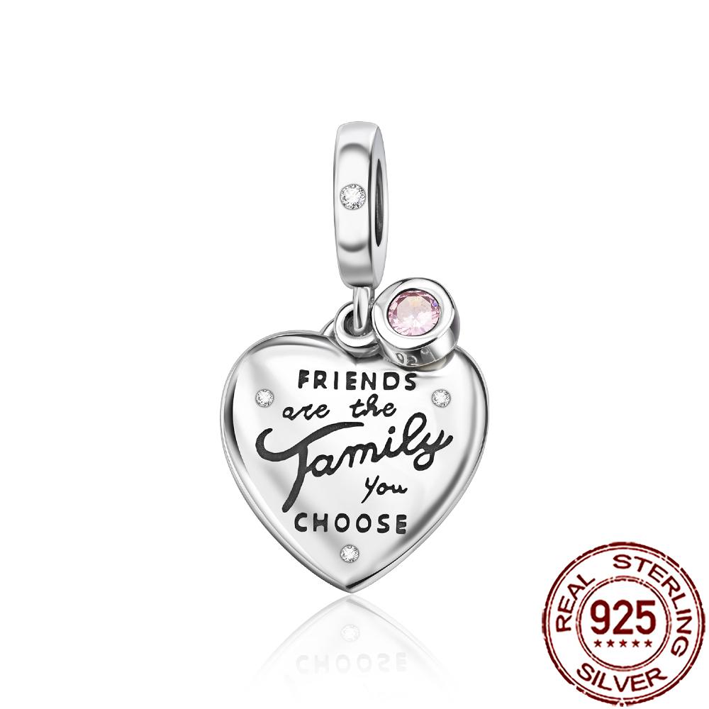 New Charms Copper Sparkling Mum Mother Family Love Heart Beads Fit Original Bracelet Necklace Diy Jewelry