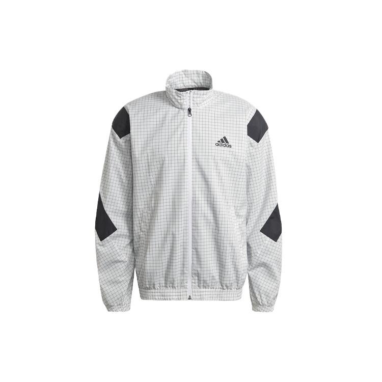 adidas Plaid Pattern Loose Zipper Jacket White Men s GL5689 S