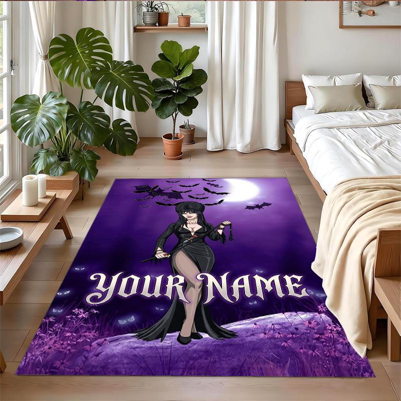 Crystal Velvet Rug Custom Name Text, Soft Non Slip Floor Mat Home DecorElvira Mistress of the Dark