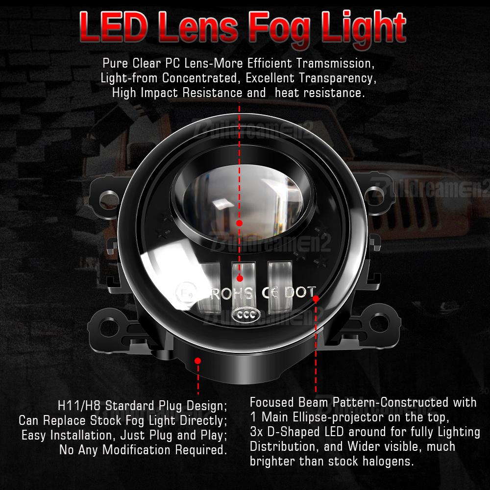 2 Pcs Car Front Fog Light 60W H11 LED Lens Fog Lamp For Mitsubishi Mirage Space Star Hatchback 2017 2018 2019 2020 2021 2022