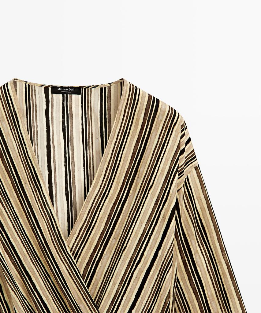 Masimodutti Striped Belt Detail Midi Dress