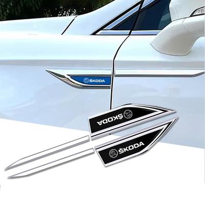 CGT1 Car Body Fender Side Metal Chrome Knife Side Emblem Badge Decals 3D Sticker For Superb VRS S VII Rapid Fabia 1 2 Kodiaq