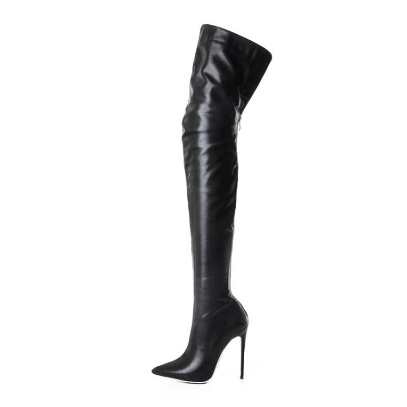 Nové stylové dámské kozačky vysoký podpatek 11 cm kozačky nad koleno velká velikost 34-43 zadní zip osobité kozačky Zapatos Mujer