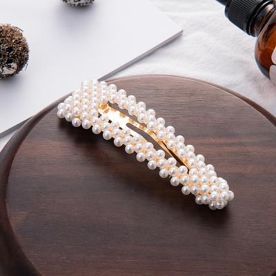 Pearl Rhinestone Hairpin Adult Side Card Elegant Top Clip One Word Clip Bangs Net Red Hairpin Clip Headwear Female