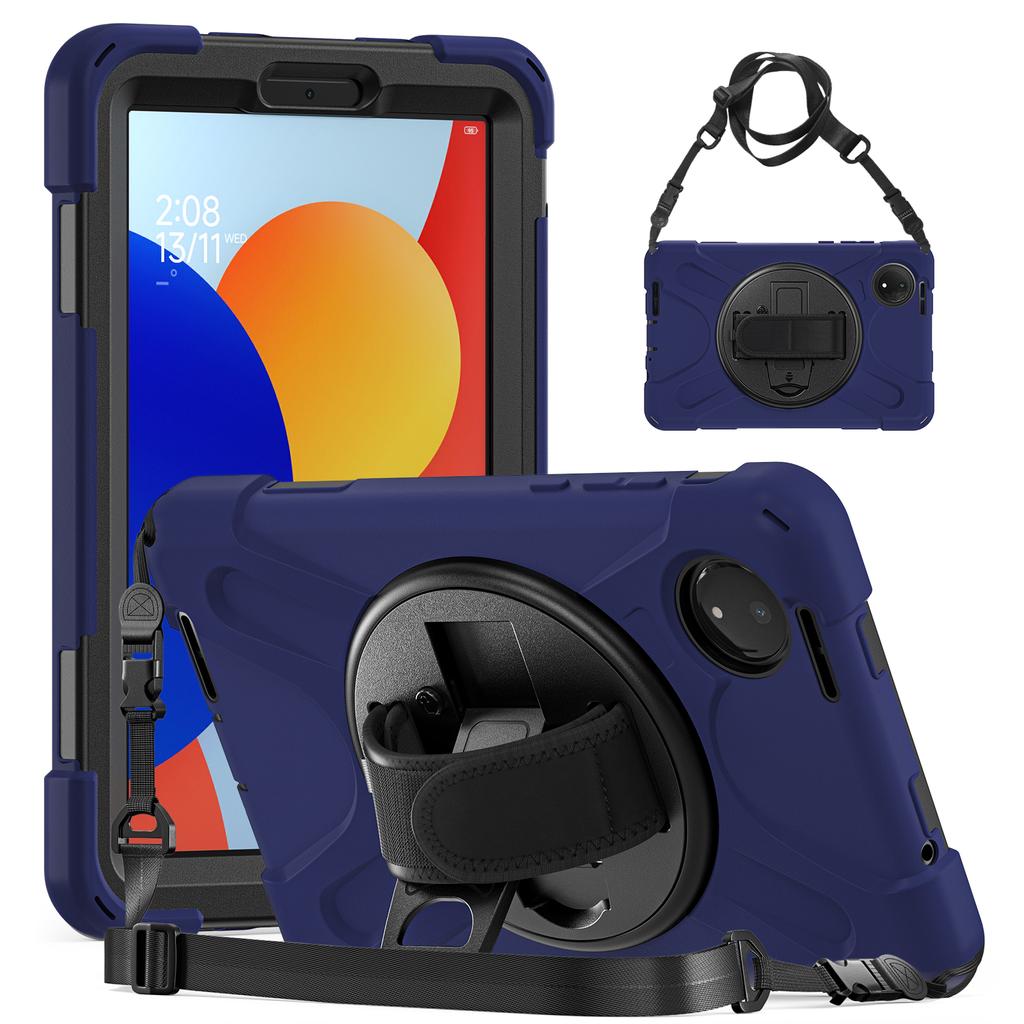 Heavy Duty PC Armor Case for Redmi Pad SE 8.7 360 Rotating Stand Strap Cover for Redmi Pad SE 4G 8.7 inch