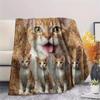 1Pc Cute Yellow Cat Print Flannel Blanket, High quality Comfortable for All Seasons, Home Decor, Warmth and Comfort, Perfect for Gifts