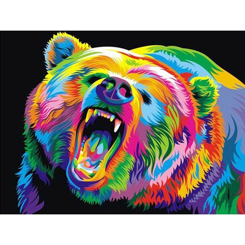 DIY Diamond Painting Monkey Animal Full Round Drill Diamond Embroidery  Cross Bear Dog Decoration Home 40x50cm