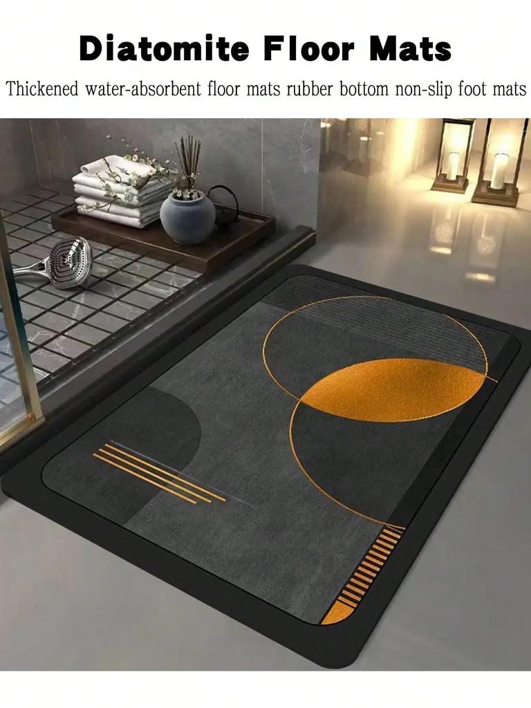 Diatomite Floor Mat  Absorbent Rubber Non-Slip Foot Mat Light Bathroom Doorway Dirt-Resistant Quick-Drying Entry Door