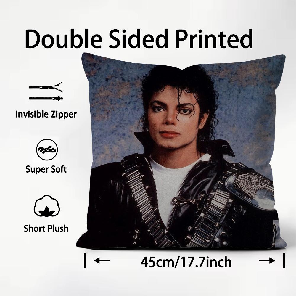 M-Michael Jackson Classic Singer Cushion Cover Pattern Printed Pillowcase for Living Room Sofa Cushion Cover & Bedroom Decor