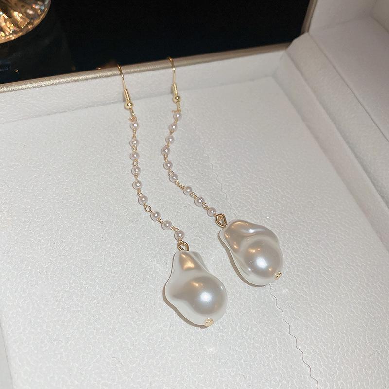 Orecchini Pendenti Fiore Nappa Ago d'Argento Diamante e Perla - Moda Francese, Lusso di Alta Gamma Design di Nicchia