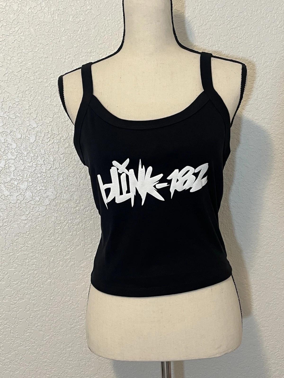 

Blink 182 Puff Vinyl Black Spaghetti Semi Cropped Tank Women’s Large S