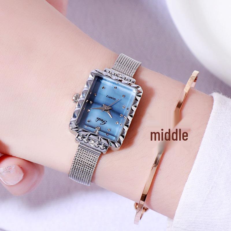 GEDI Minimalist Square Mesh Band Women's Waterproof Quartz Watch