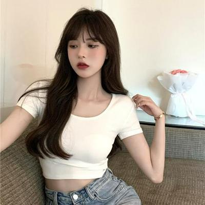 Damen Sommer Slim-Fit Weißes Crop Top - Sweet & Spicy Style, Kurzarm, Trendy 2025 Design