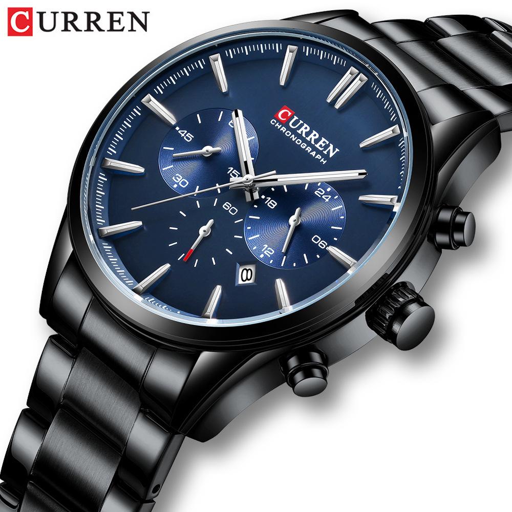CURREN 8446 Men's Multi-Function Quartz Steel Band Sports Watch