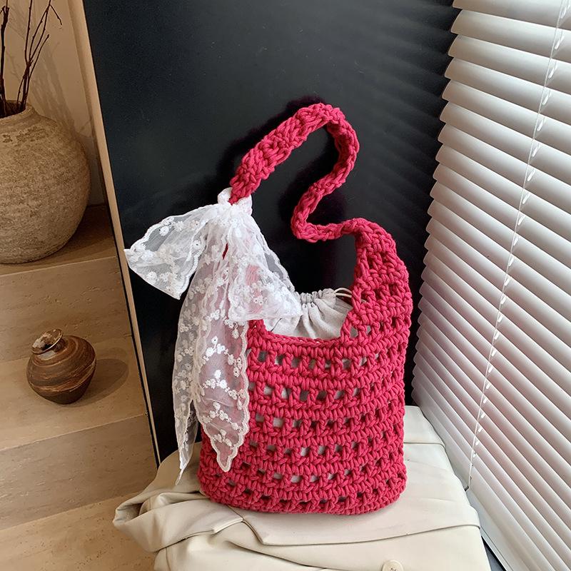 Lazy Wind Bag Women's New Popular Fashion Woven Shoulder Bag Large Capacity Tote Bag Commuter Bag