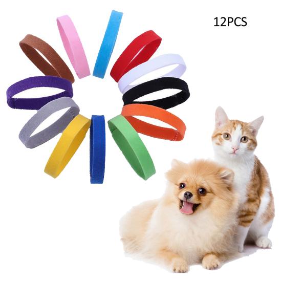 12Pcs/Set Pet Dog Cat Identification Collar Adjustable Id Collar Mark Neck Strap