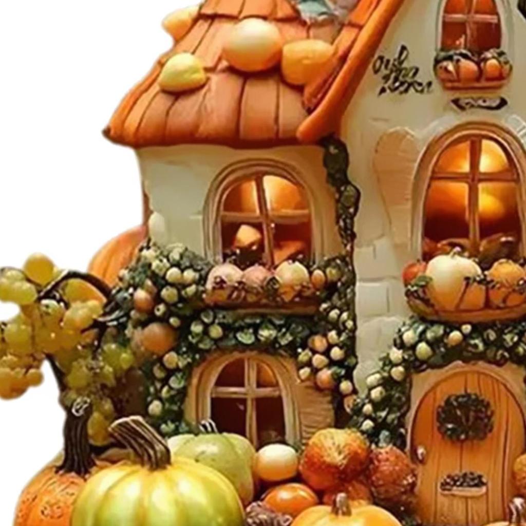 Dekoracja 2D Dom z Dyni na Halloween, Ozdoba na Biurko, Centralny Element Stołu na Półkę na Książki, Salon