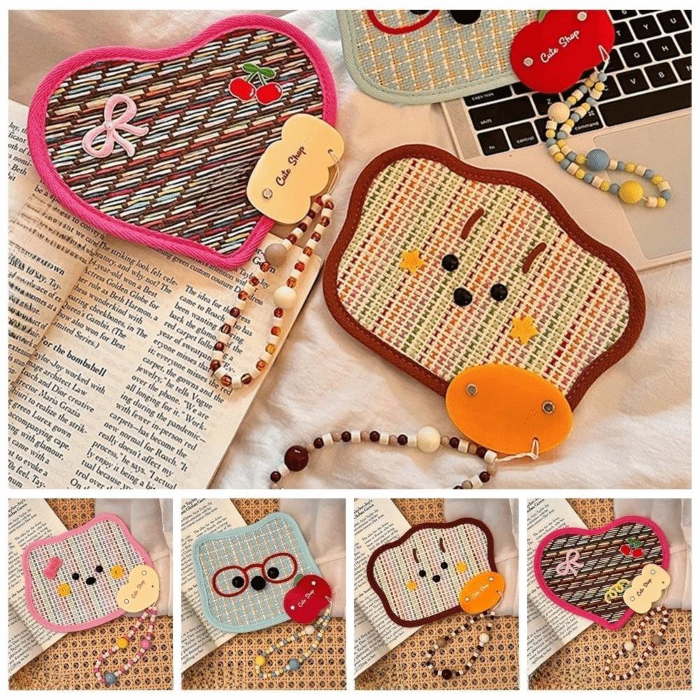 Cartoon Animal Animal Shaped Palm Fan Cattail Woven Handheld Fan Cattail Hand Fan  Photo Prop
