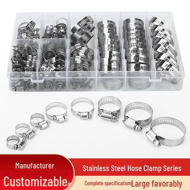 304 Stainless Steel Hose Clamp Set, 100 PCS