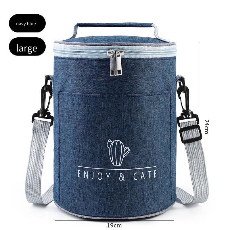 19x24cm Round Insulated Lunch Bag  Large Thermal Food Container Handheld Circular Box for School Office Picnic Multi Purpose