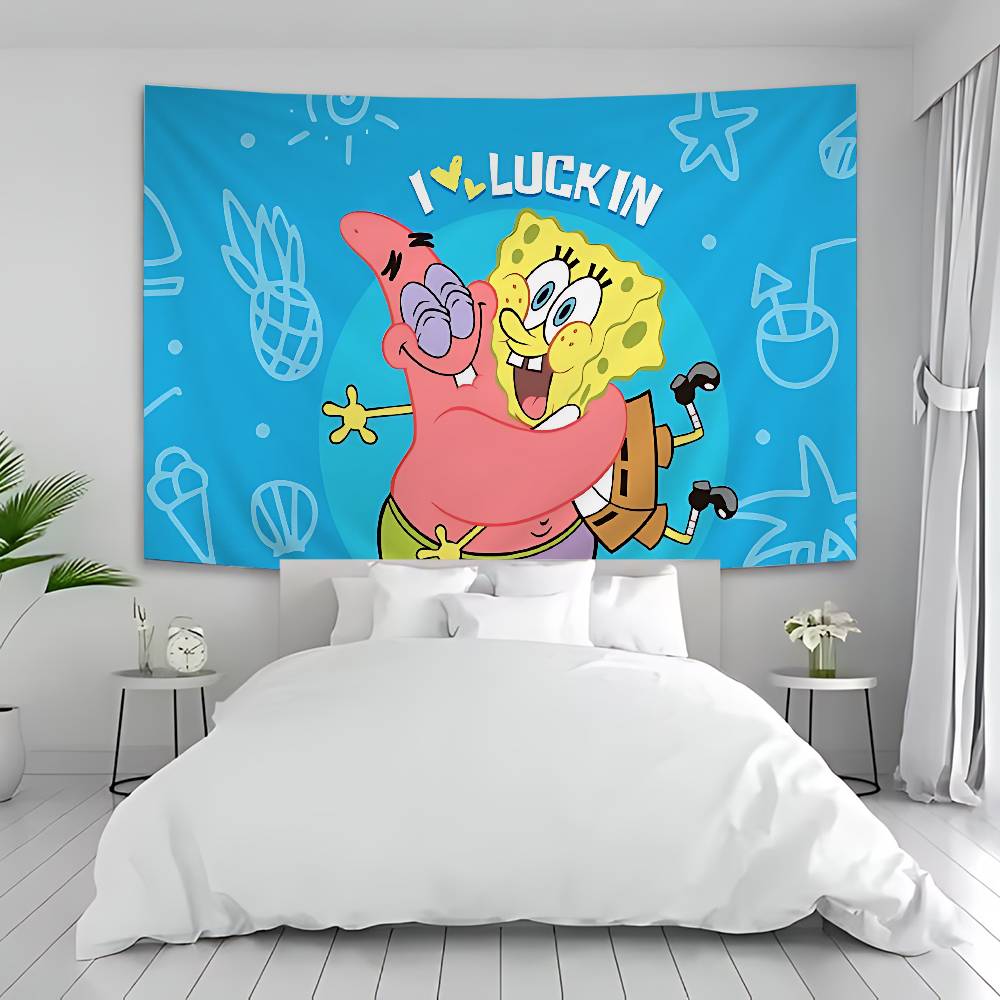 Anime SSpongeBobes Cute Colorful Tapestry Wall Hanging Bohemian Wall Tapestries Mandala Wall Art Decor