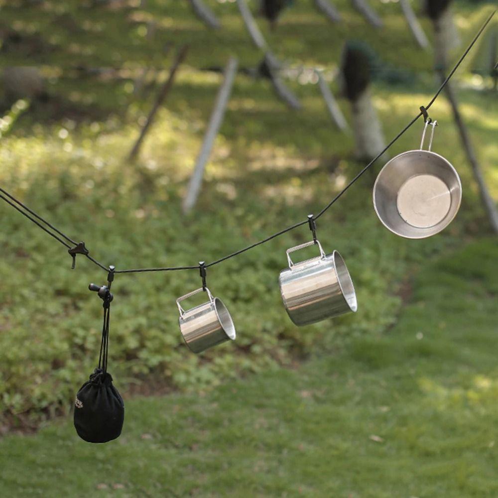 Windproof Outdoor Clothesline Adjustable Camping Hanging Rope Travel Laundry Drying Line  Canopy