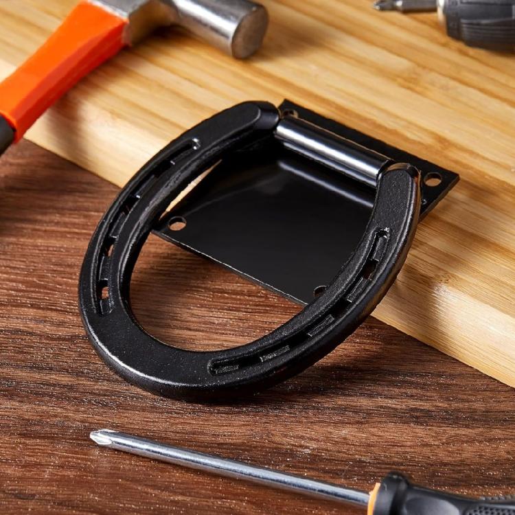 2Pcs Horseshoe Crosses Ties Down Solid Metal Horse Tie Rings with Expansion Screws Quick Install Horse Care Equipment