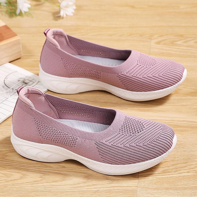 Large size women's shoes spring and summer new shallow mouth women's shoes flying woven shoes medium walking shoes casual shoes women
